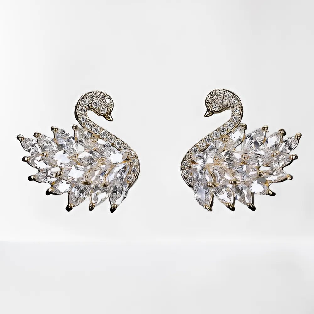 Boucles d'oreilles cygne