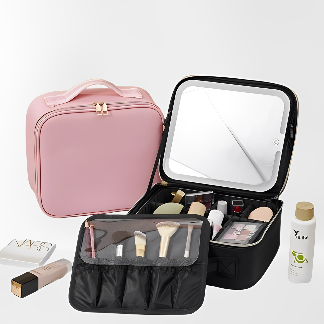 Trousse à maquillage avec lumières et miroir